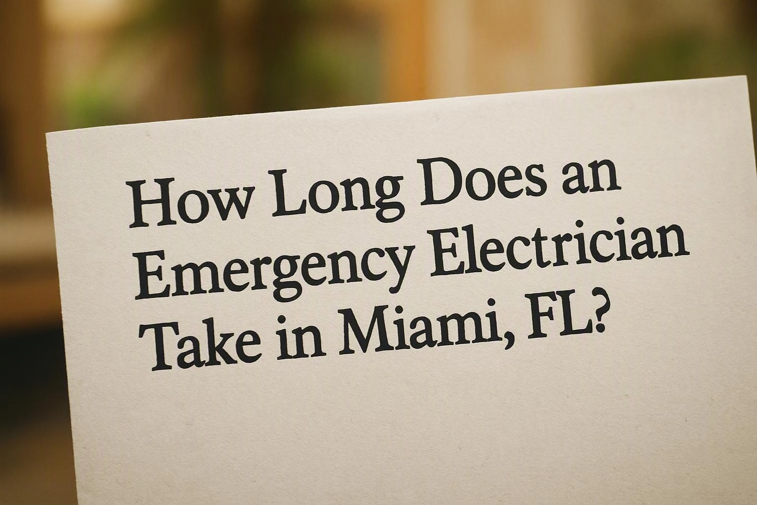 How Long Does an Emergency Electrician Take in Miami, FL?