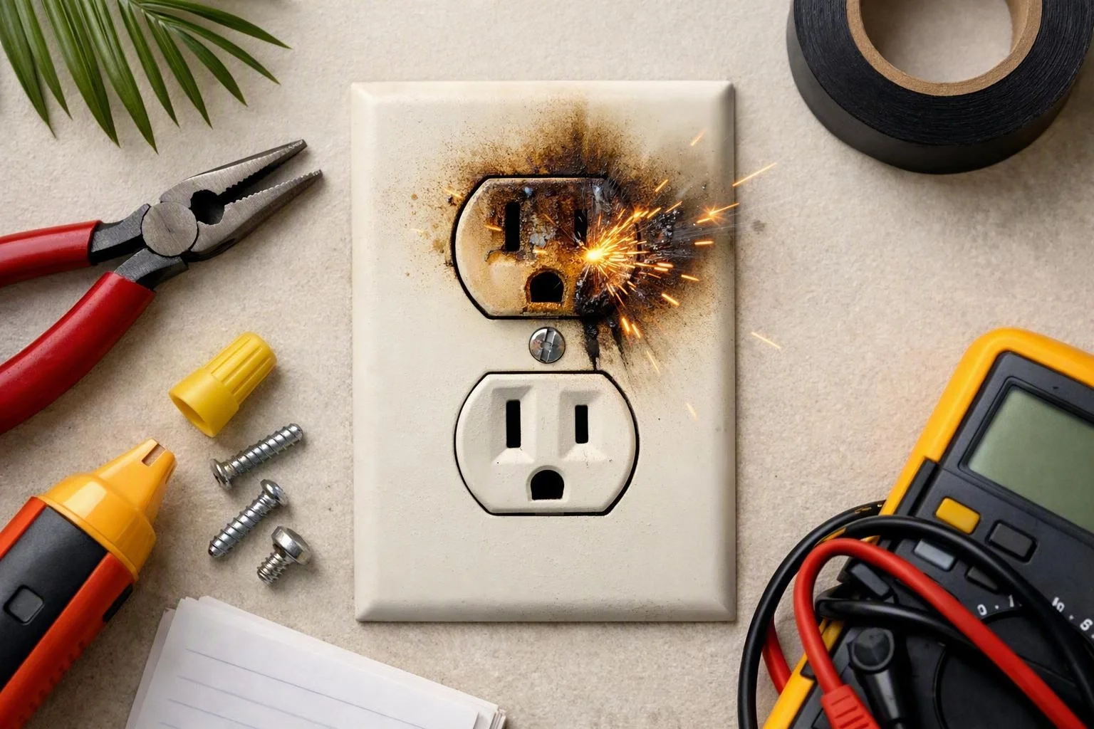 Sparking, Hot, or Discolored Outlets in Miami, FL: Emergency Electrical Warning Signs