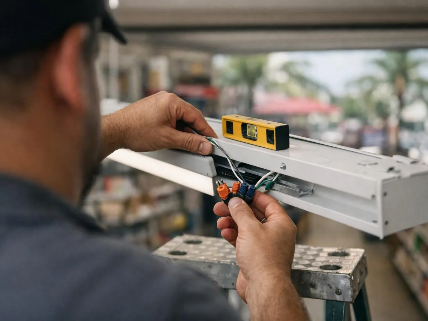 Electrician preparing to correct unsafe wiring in a Miami home or commercial