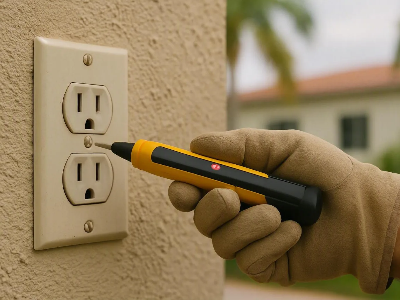 Electrician fitting a ceiling light in an apartment